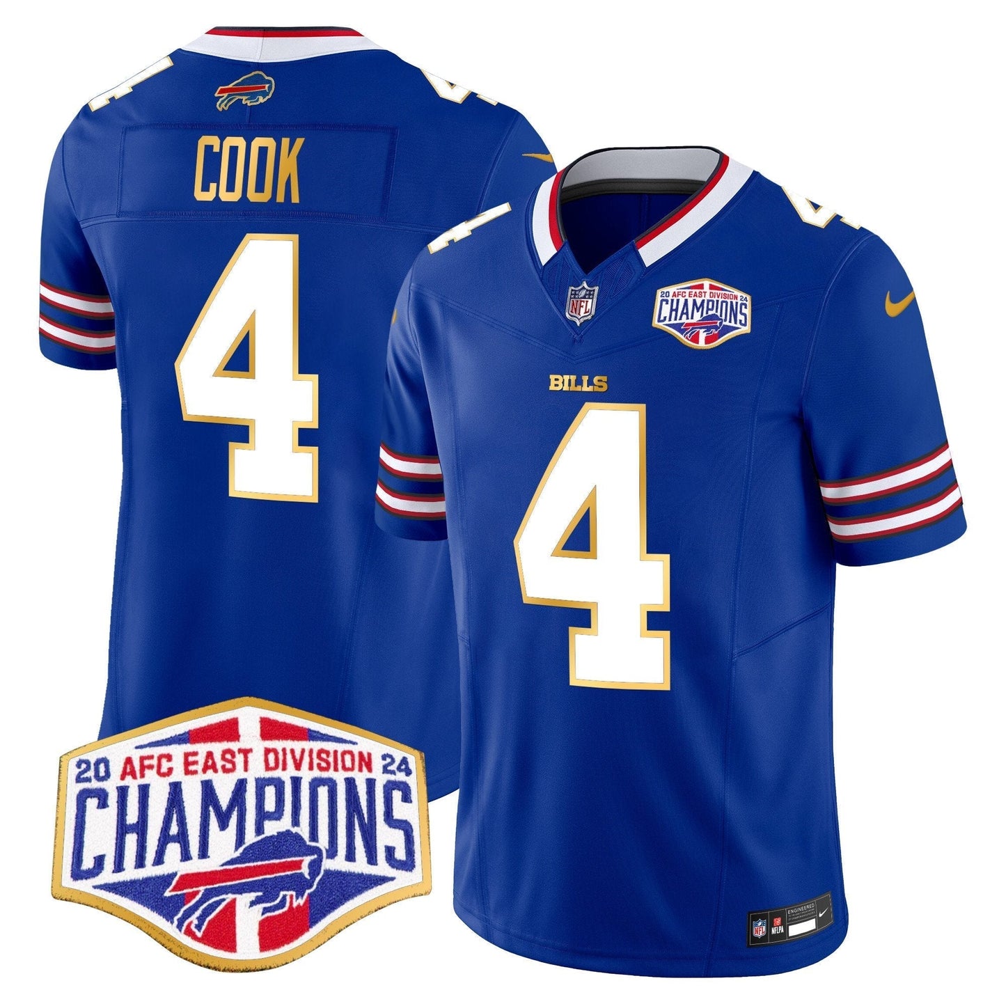 Bills 2024 AFC East Division Champions Gold Trim Vapor Limited Jersey - All Stitched-DTD