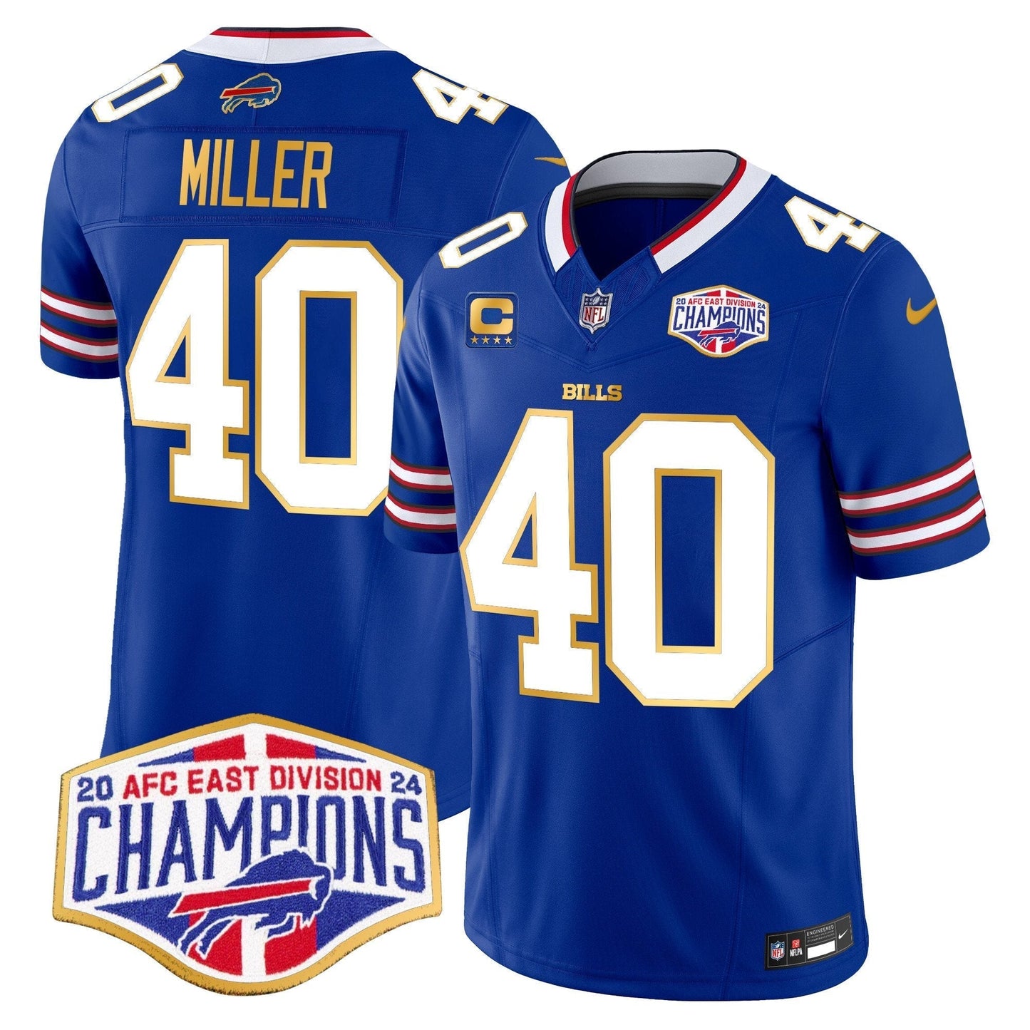 Bills 2024 AFC East Division Champions Gold Trim Vapor Limited Jersey - All Stitched-DTD