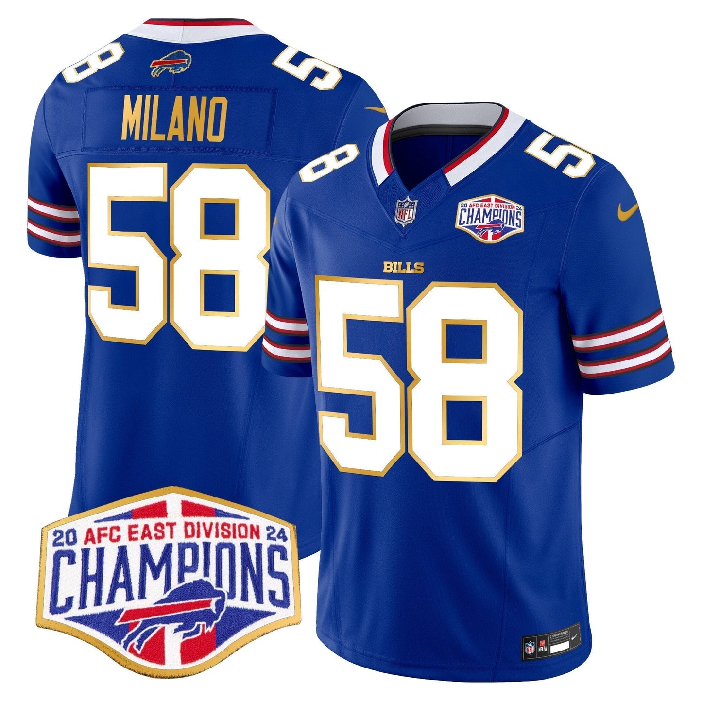 Bills 2024 AFC East Division Champions Gold Trim Vapor Limited Jersey - All Stitched-DTD