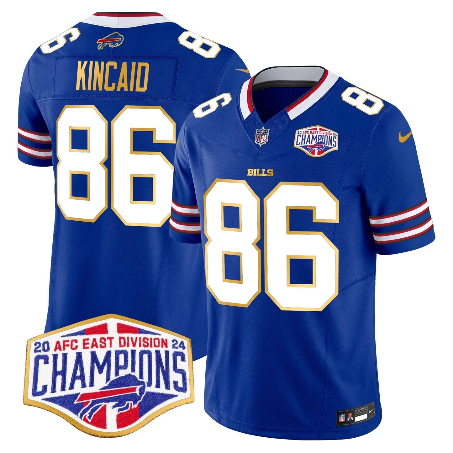 Bills 2024 AFC East Division Champions Gold Trim Vapor Limited Jersey - All Stitched-DTD
