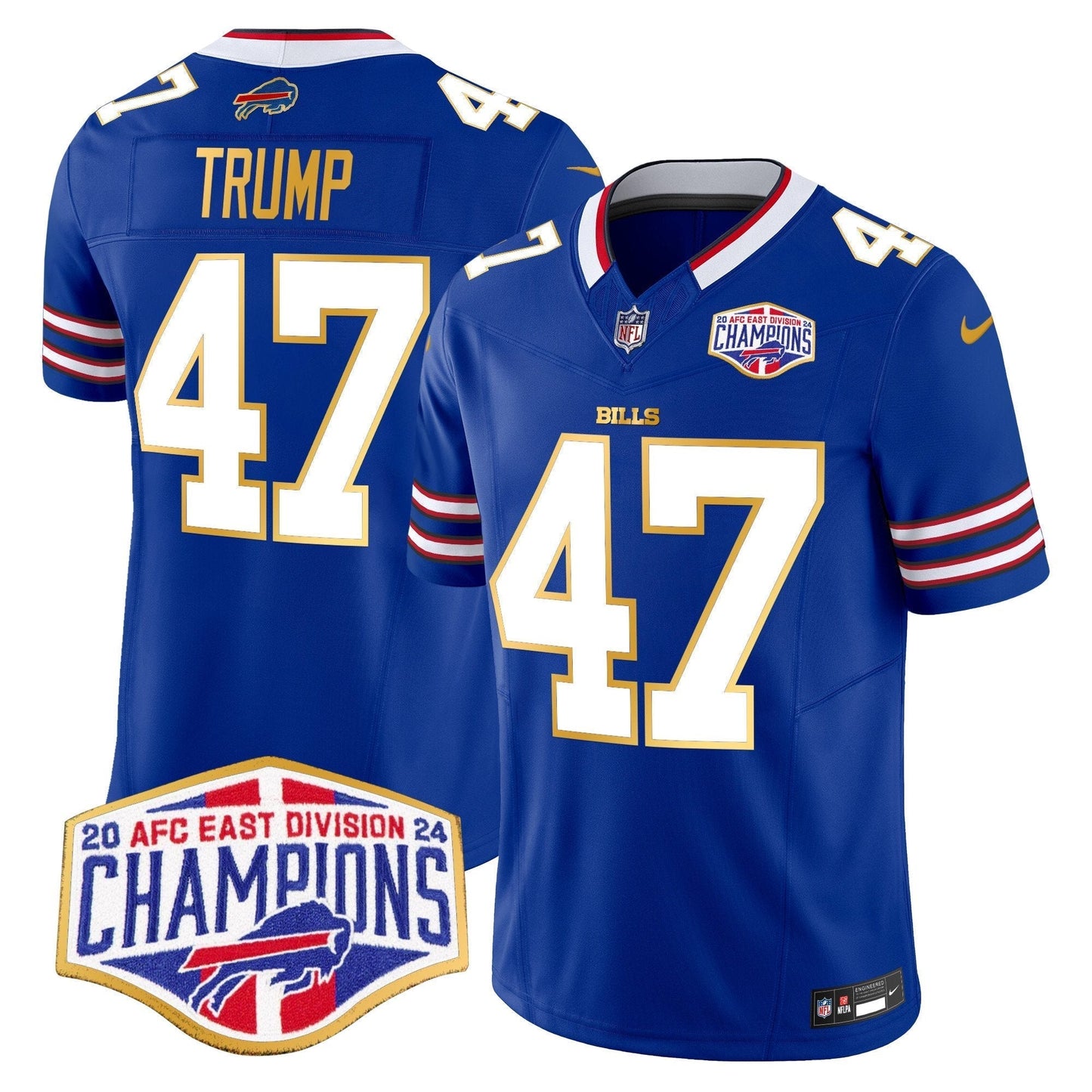 Bills 2024 AFC East Division Champions Gold Trim Vapor Limited Jersey - All Stitched-DTD