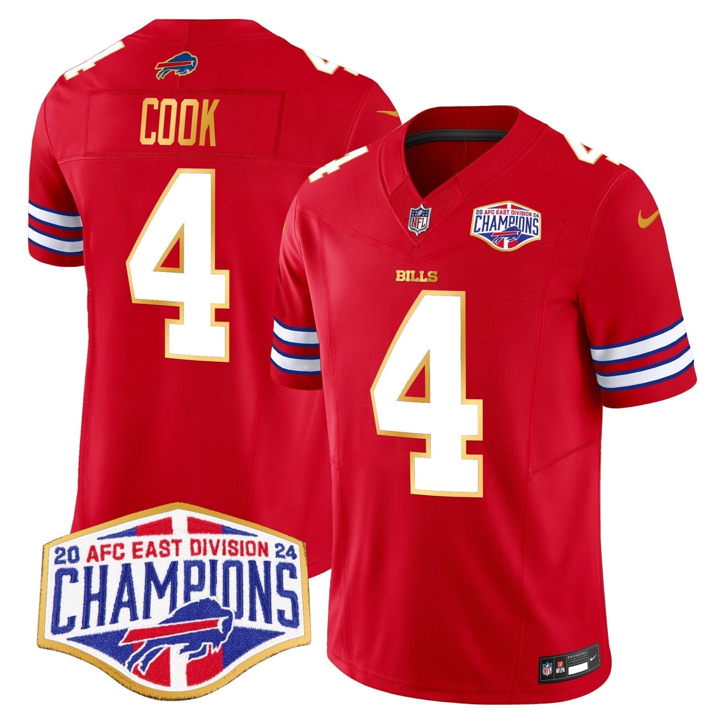 Bills 2024 AFC East Division Champions Gold Trim Vapor Limited Jersey - All Stitched-DTD