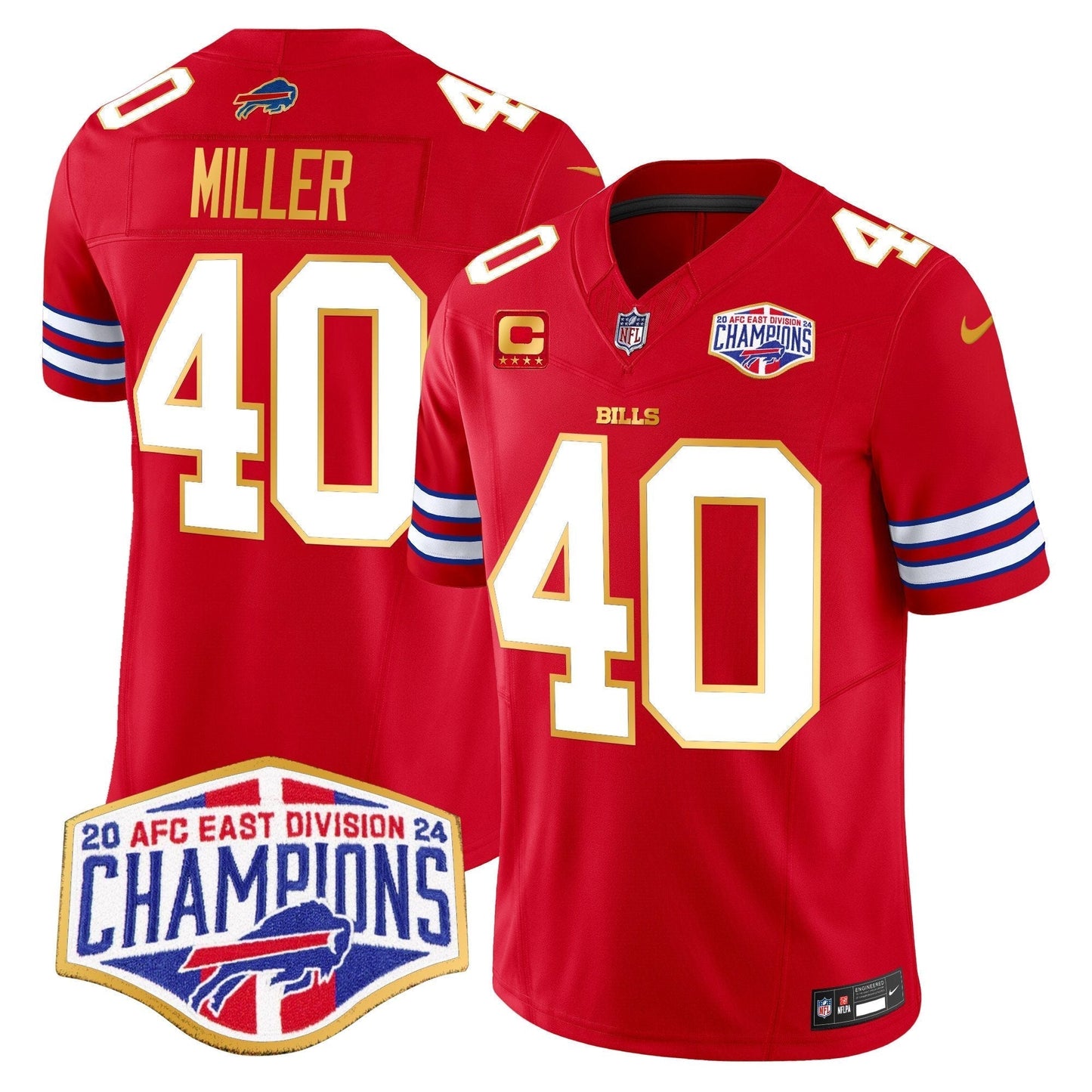 Bills 2024 AFC East Division Champions Gold Trim Vapor Limited Jersey - All Stitched-DTD
