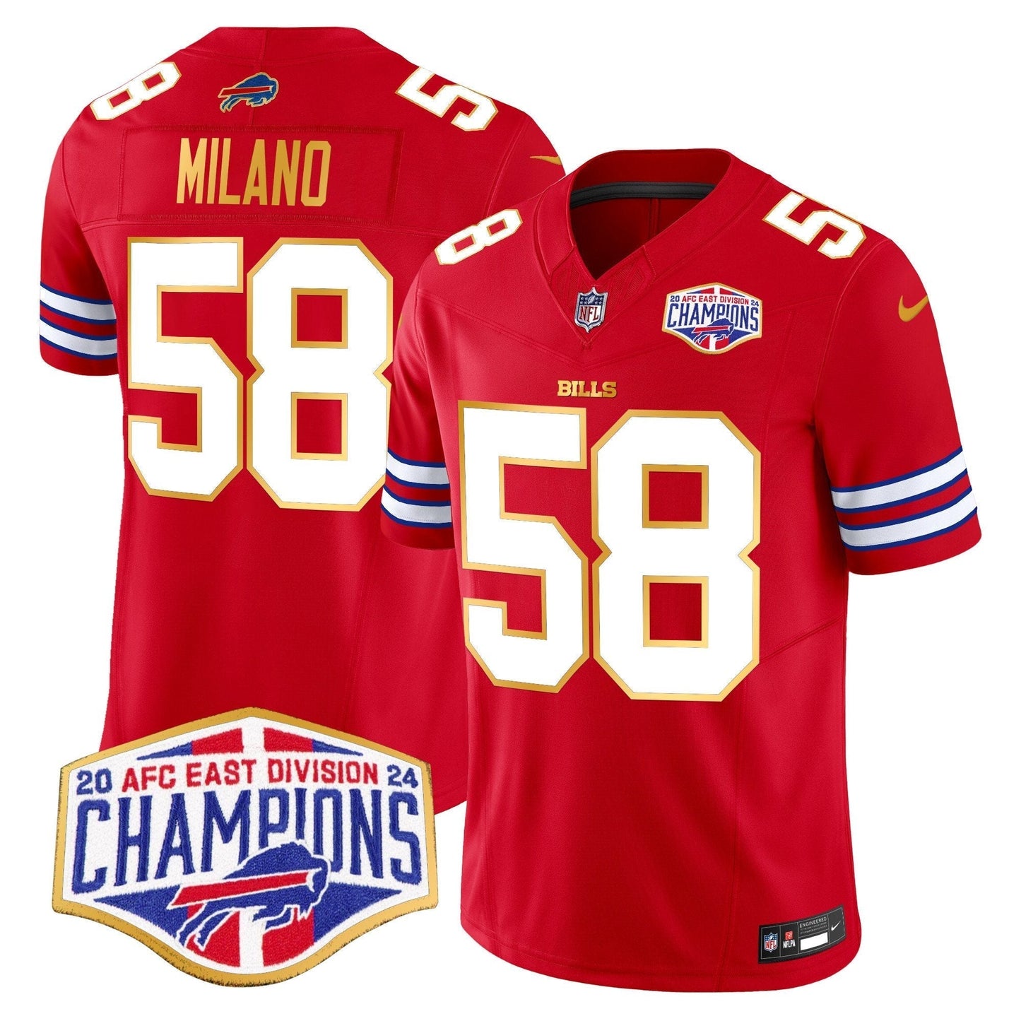 Bills 2024 AFC East Division Champions Gold Trim Vapor Limited Jersey - All Stitched-DTD