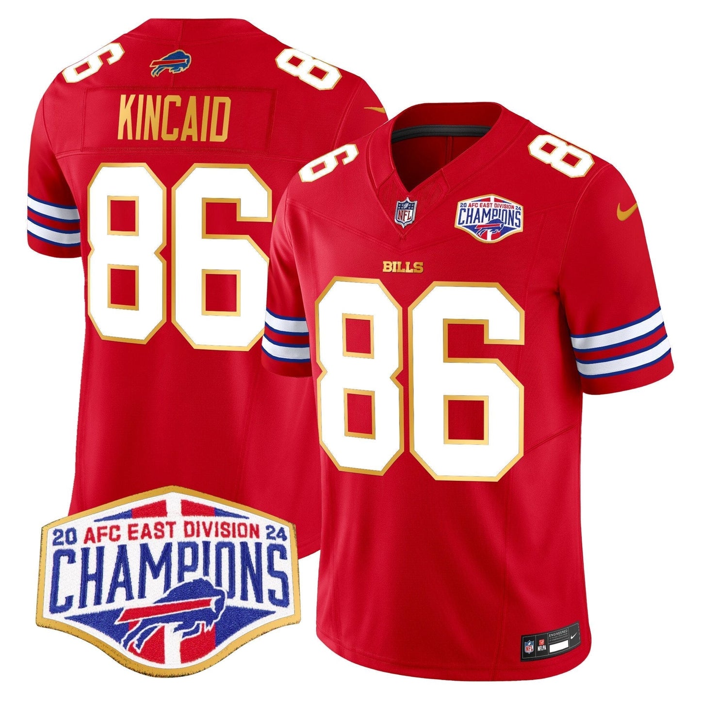 Bills 2024 AFC East Division Champions Gold Trim Vapor Limited Jersey - All Stitched-DTD