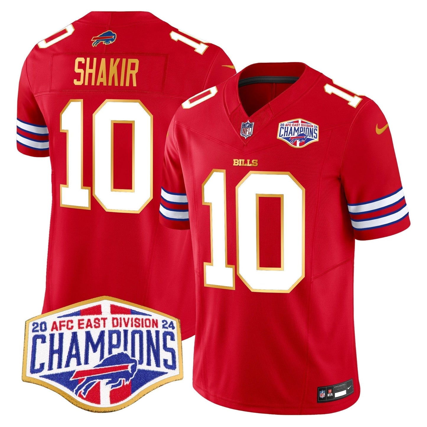 Bills 2024 AFC East Division Champions Gold Trim Vapor Limited Jersey - All Stitched-DTD