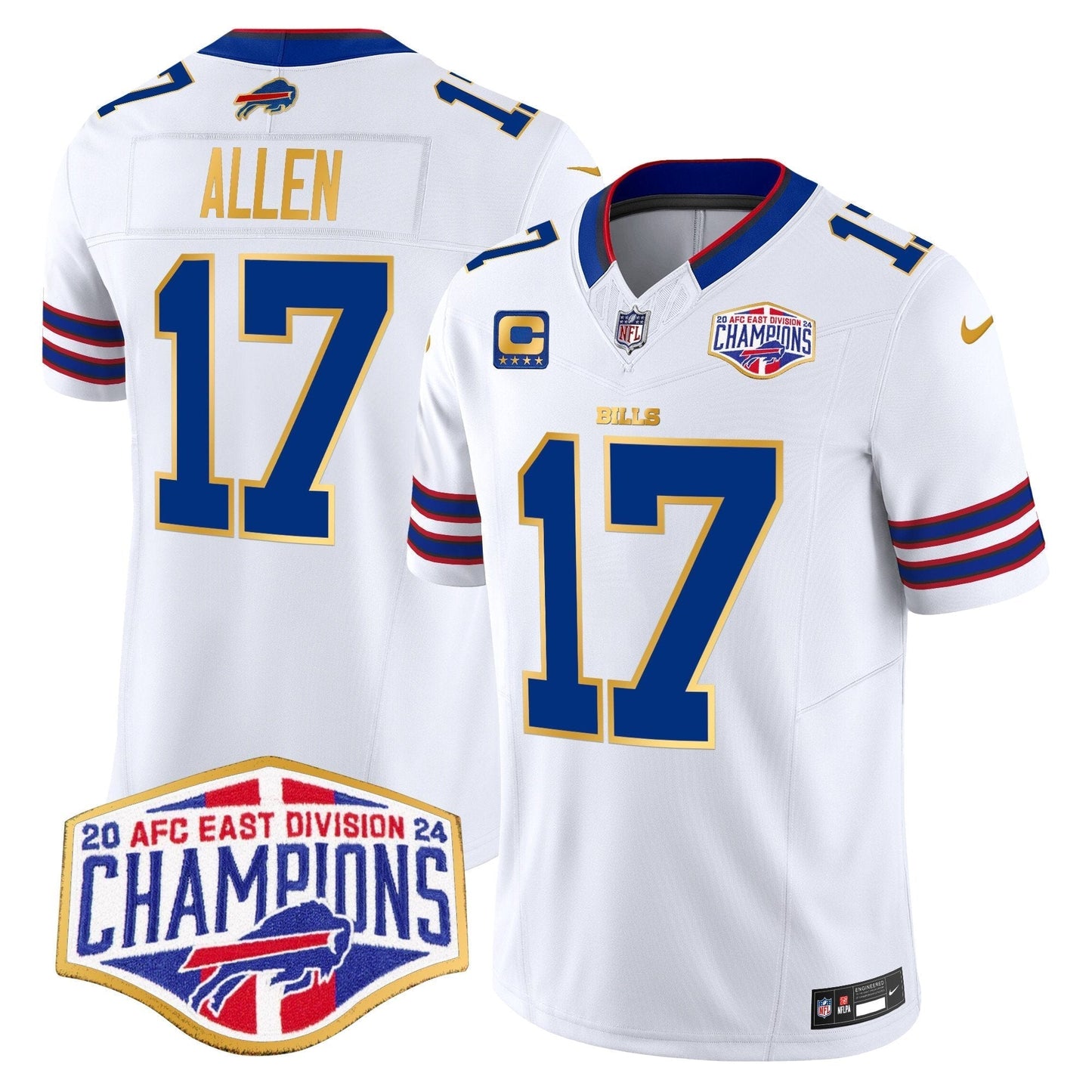 Bills 2024 AFC East Division Champions Gold Trim Vapor Limited Jersey - All Stitched-DTD