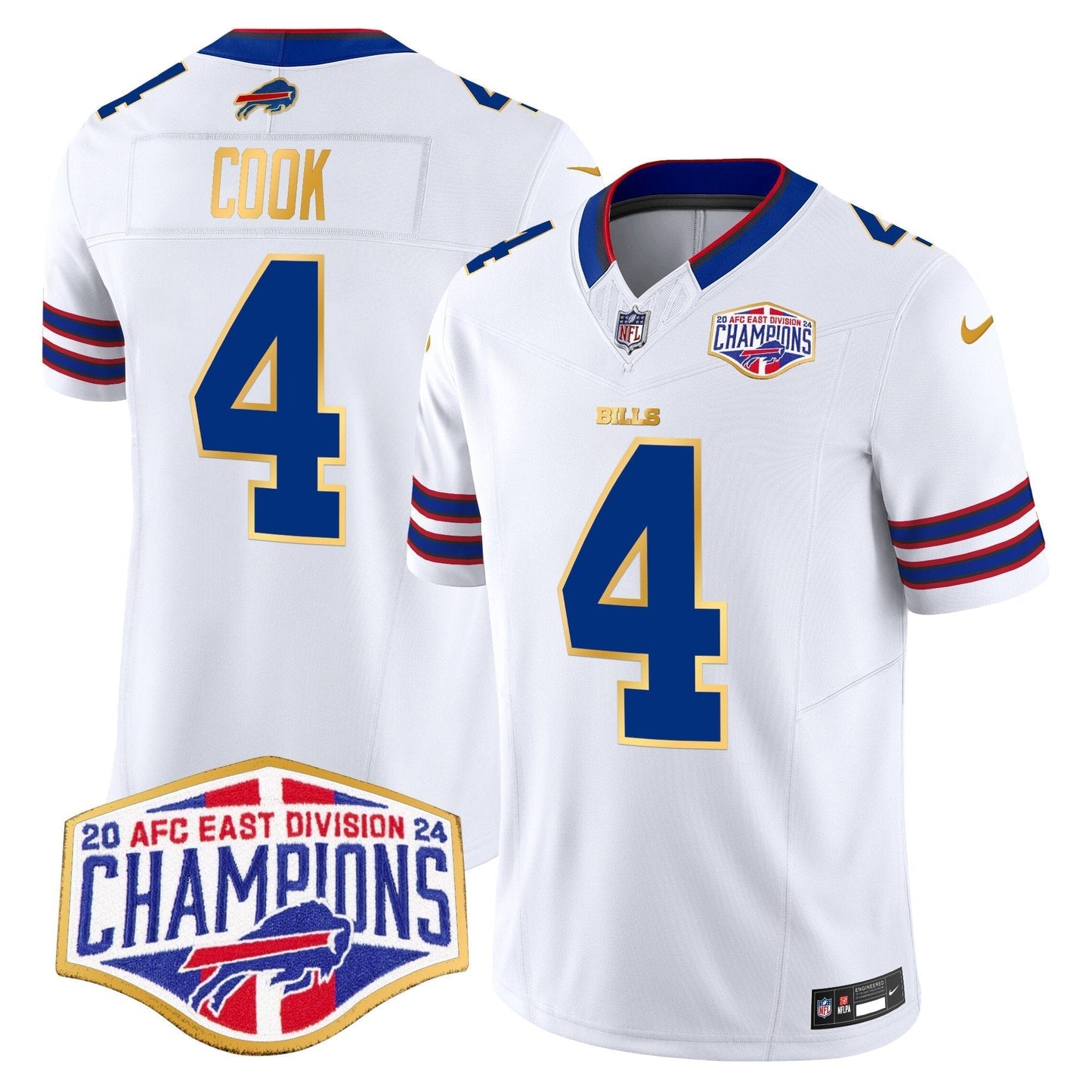 Bills 2024 AFC East Division Champions Gold Trim Vapor Limited Jersey - All Stitched-DTD