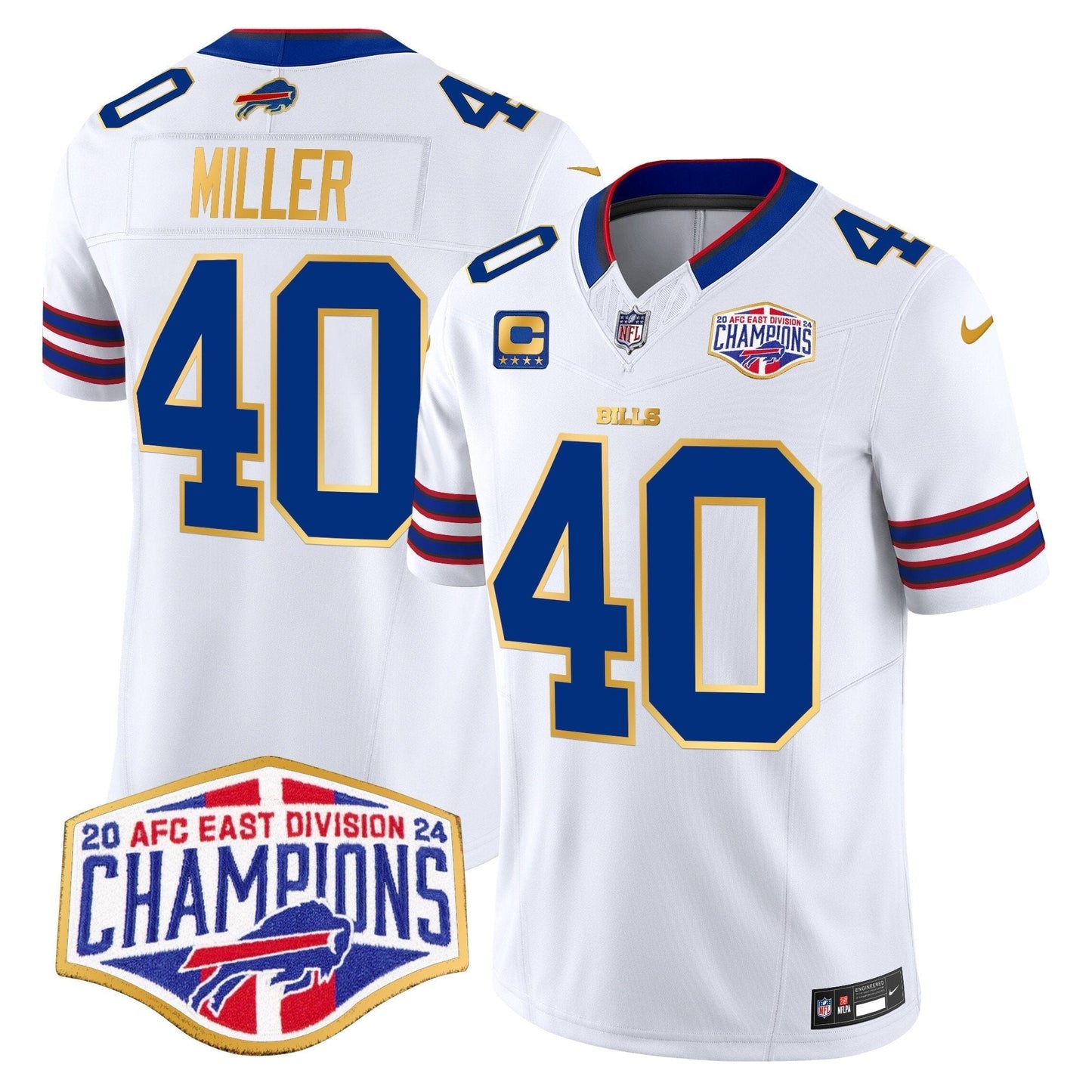 Bills 2024 AFC East Division Champions Gold Trim Vapor Limited Jersey - All Stitched-DTD