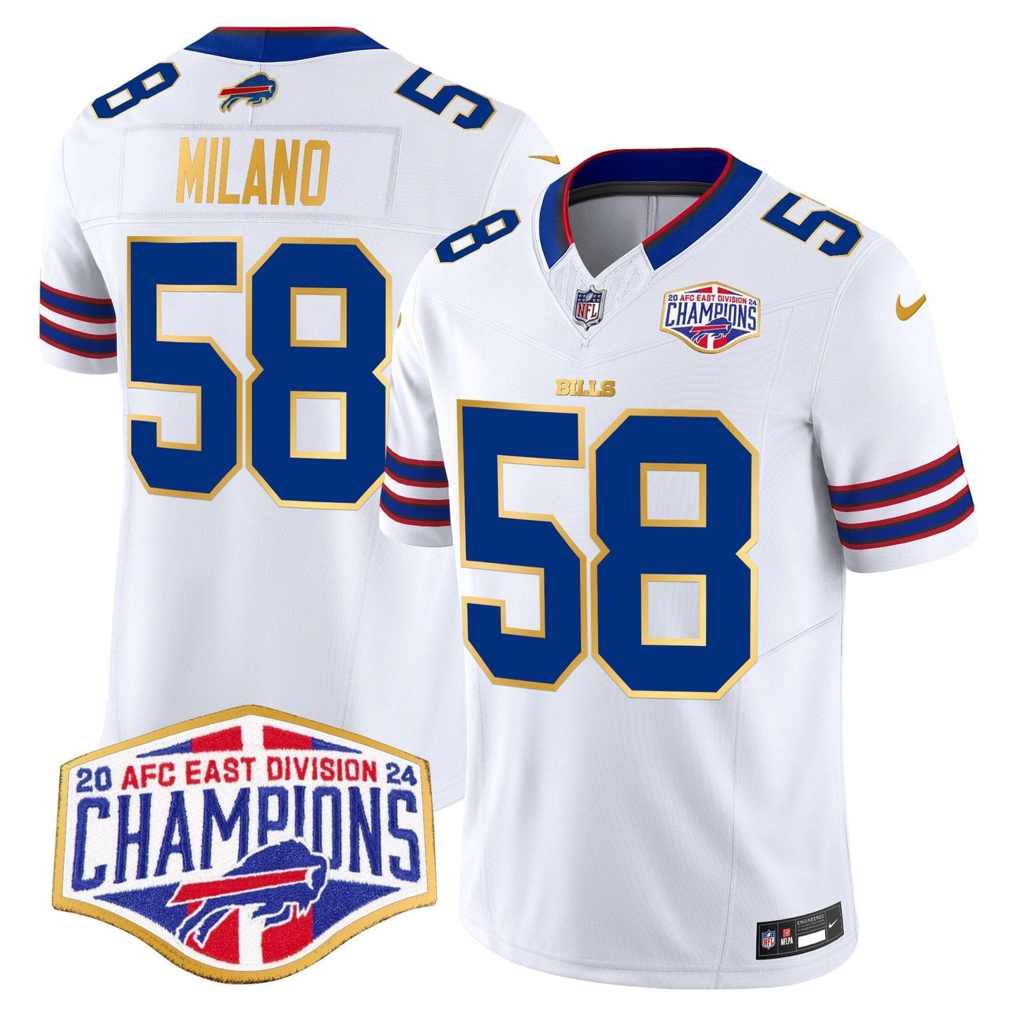 Bills 2024 AFC East Division Champions Gold Trim Vapor Limited Jersey - All Stitched-DTD