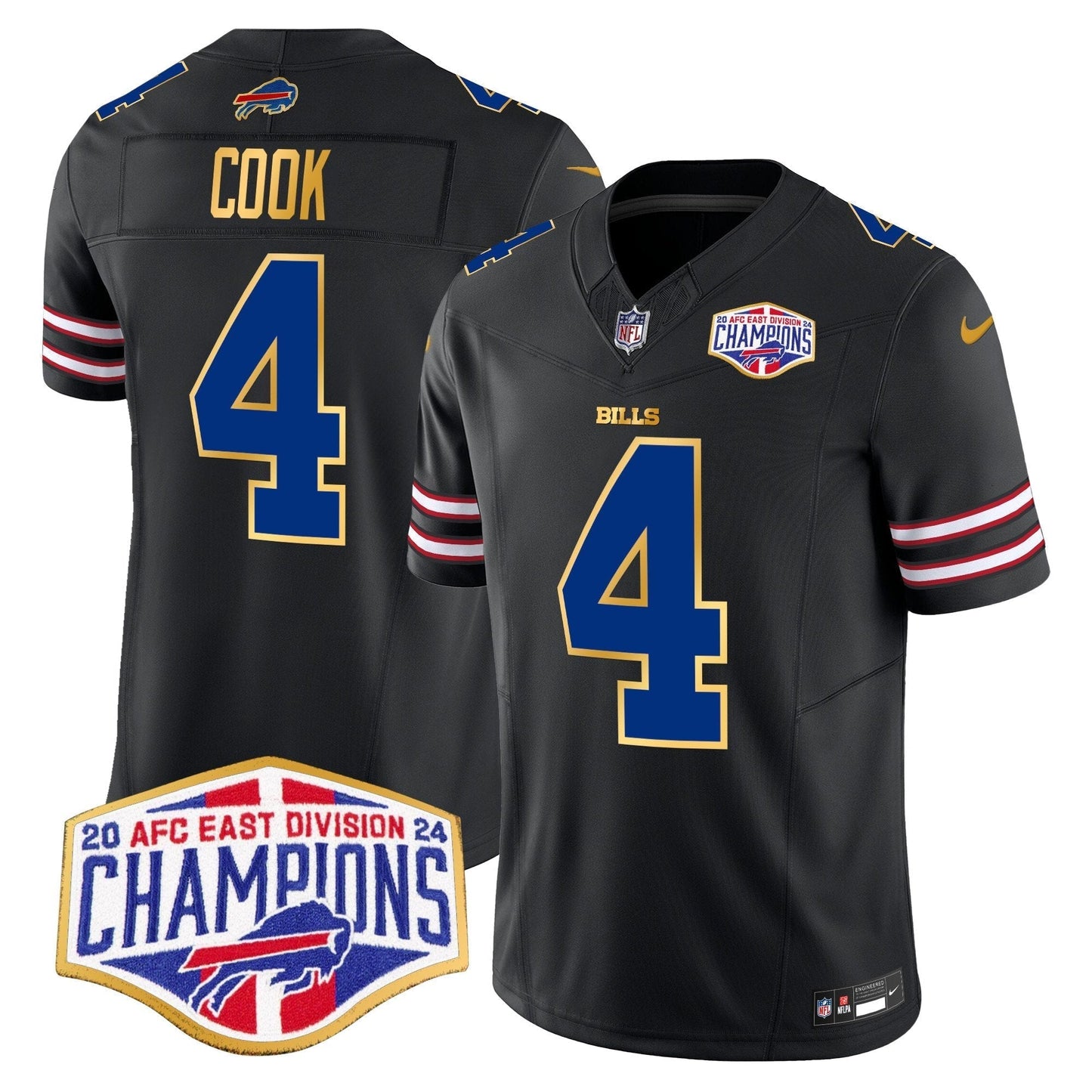 Bills 2024 AFC East Division Champions Gold Trim Vapor Limited Jersey - All Stitched-DTD
