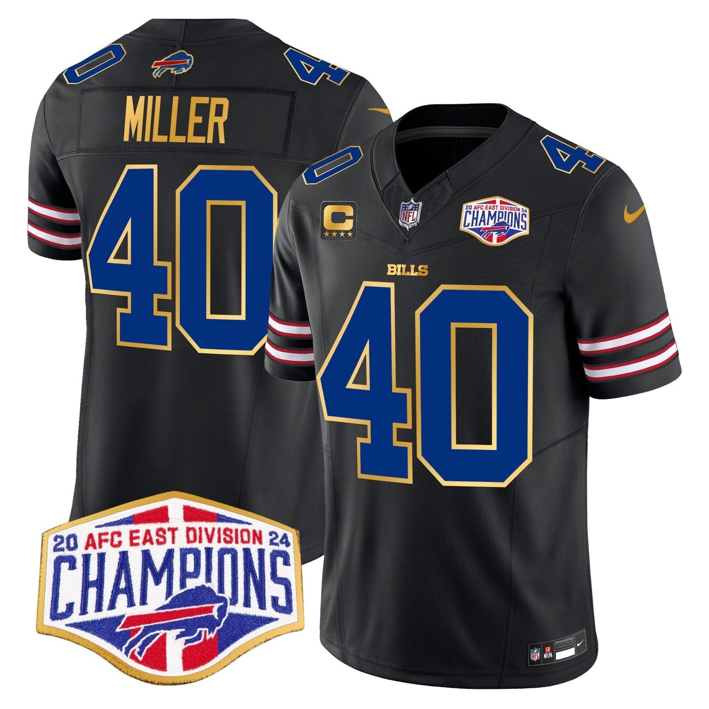 Bills 2024 AFC East Division Champions Gold Trim Vapor Limited Jersey - All Stitched-DTD