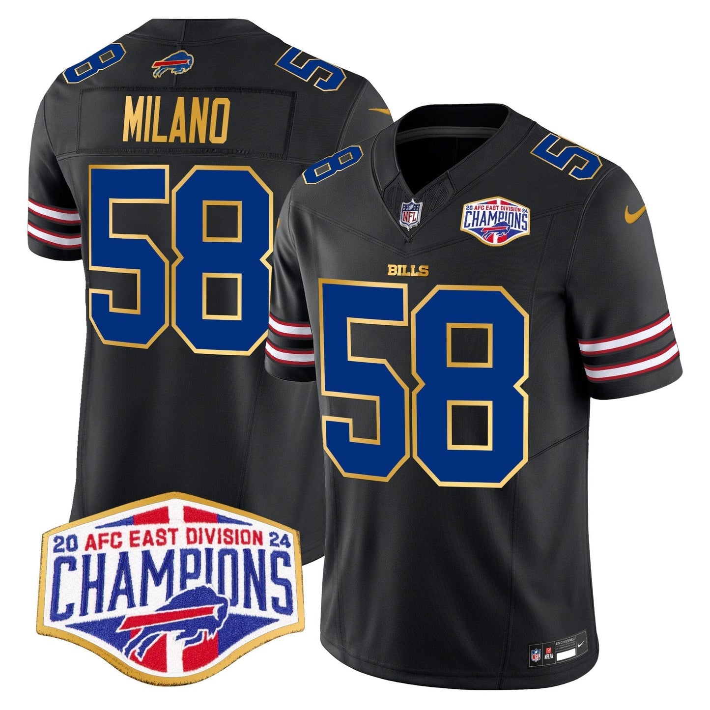 Bills 2024 AFC East Division Champions Gold Trim Vapor Limited Jersey - All Stitched-DTD