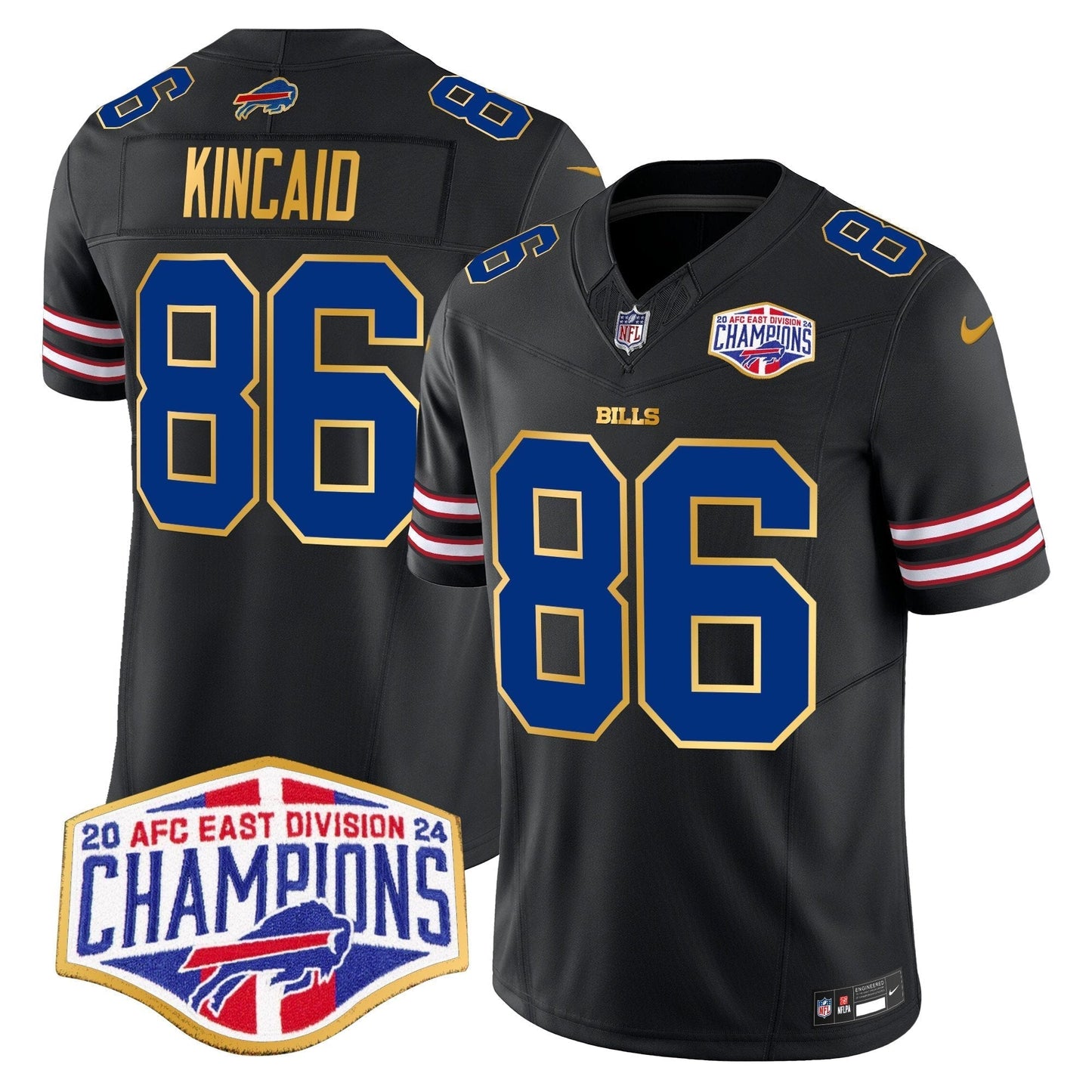 Bills 2024 AFC East Division Champions Gold Trim Vapor Limited Jersey - All Stitched-DTD