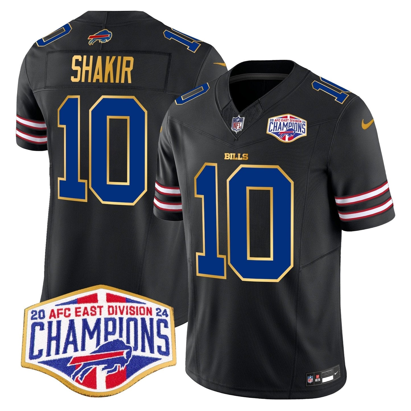 Bills 2024 AFC East Division Champions Gold Trim Vapor Limited Jersey - All Stitched-DTD