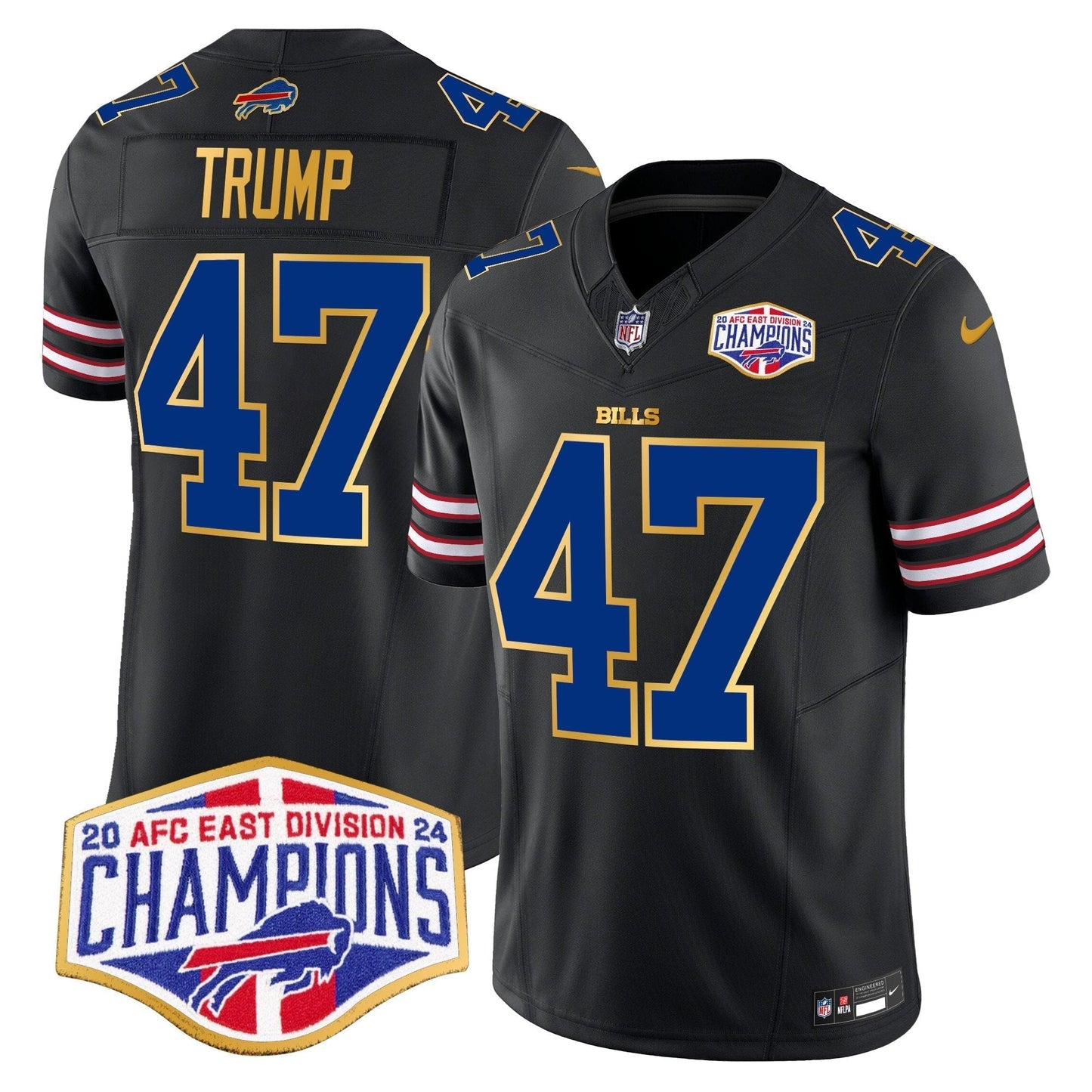 Bills 2024 AFC East Division Champions Gold Trim Vapor Limited Jersey - All Stitched-DTD