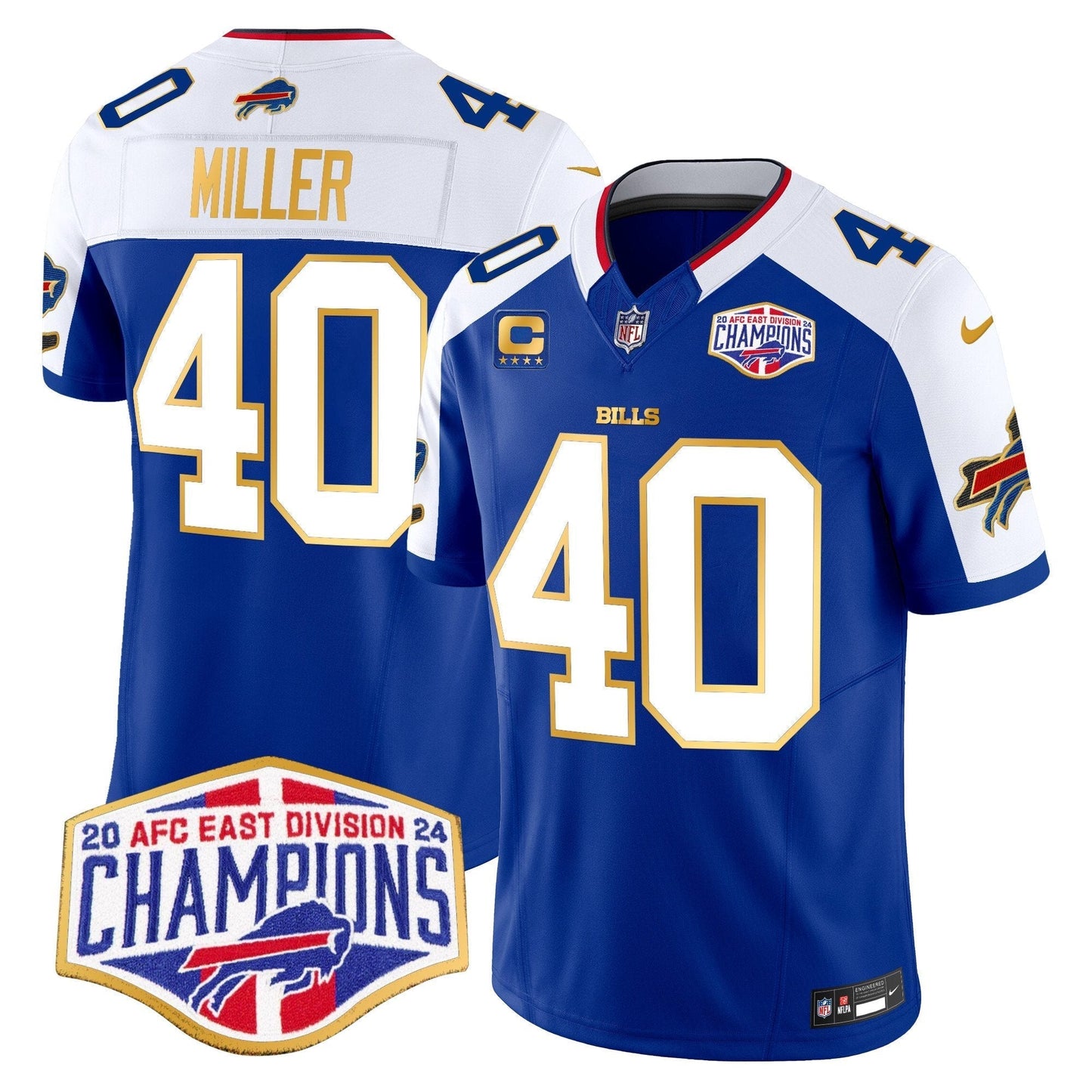 Bills 2024 AFC East Division Champions Gold Trim Vapor Limited Jersey - All Stitched-DTD
