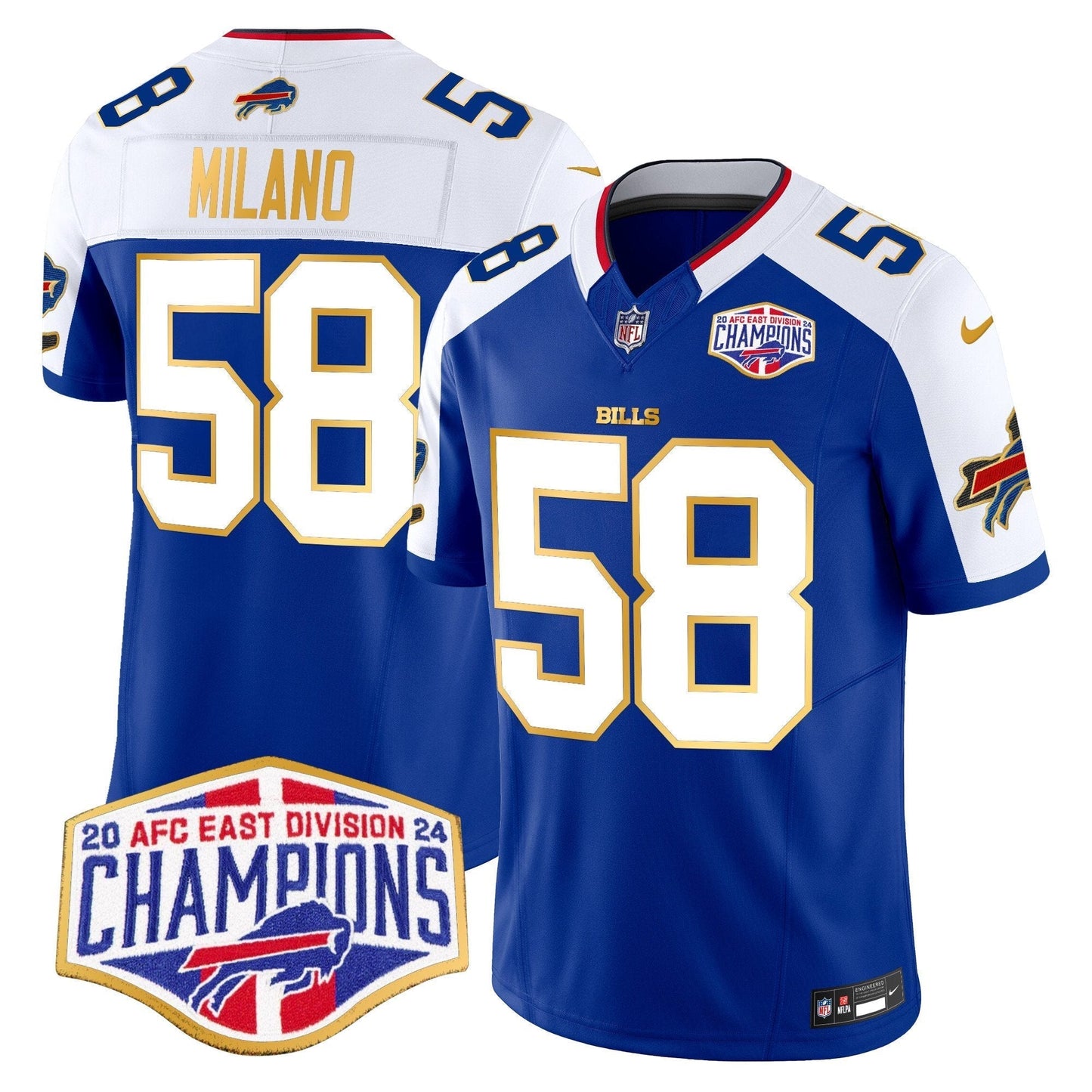 Bills 2024 AFC East Division Champions Gold Trim Vapor Limited Jersey - All Stitched-DTD