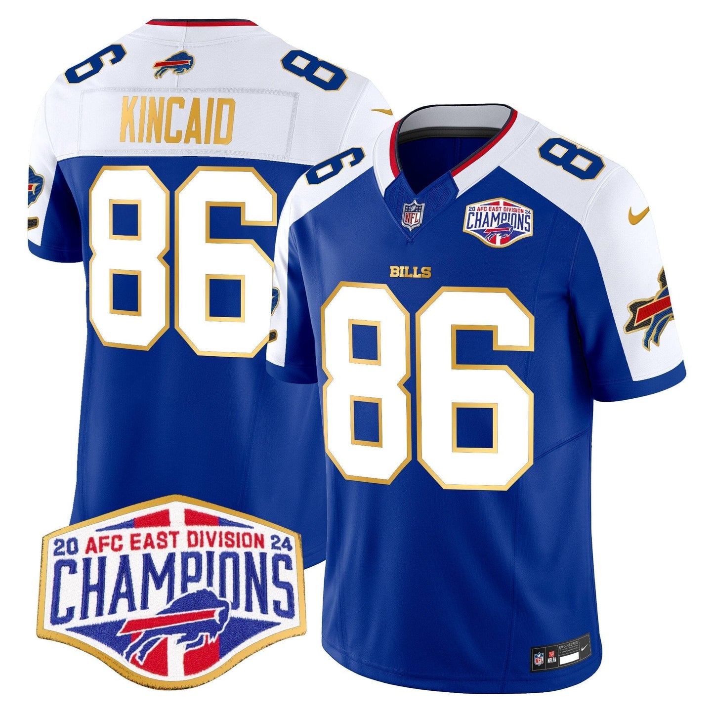 Bills 2024 AFC East Division Champions Gold Trim Vapor Limited Jersey - All Stitched-DTD