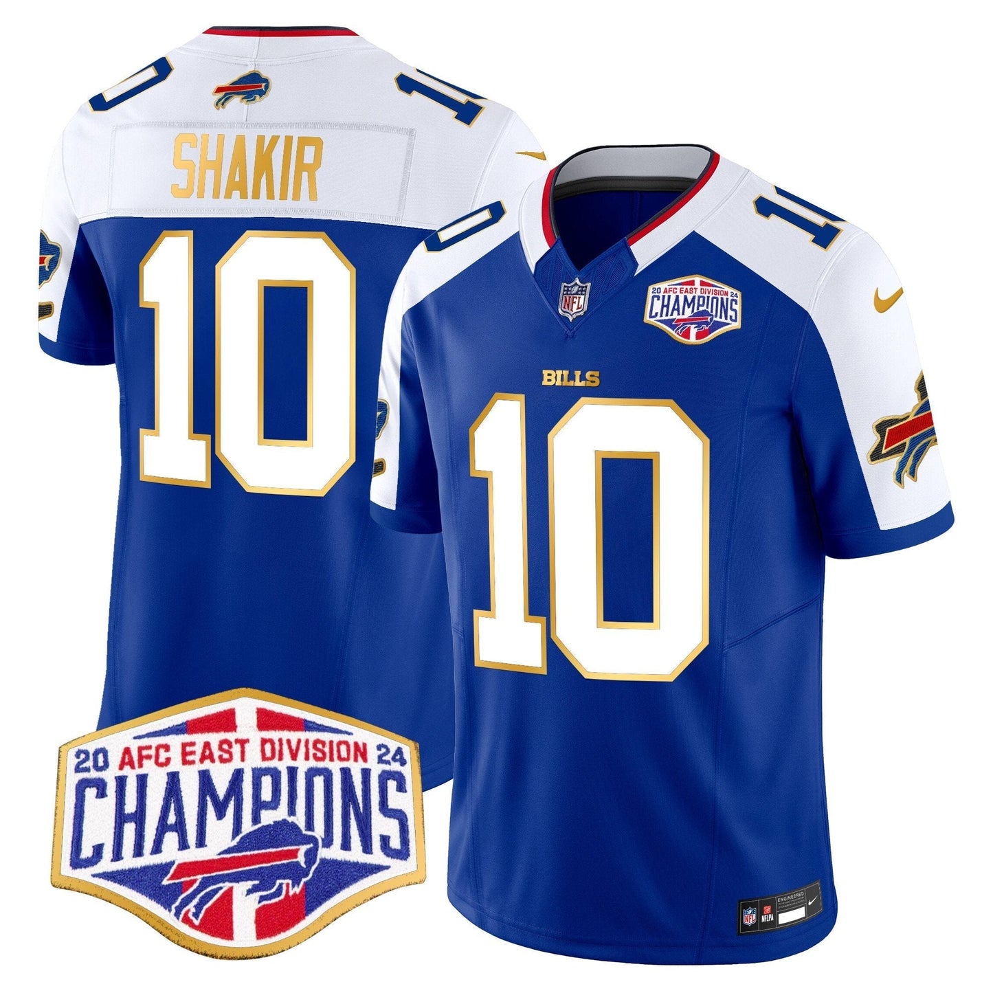 Bills 2024 AFC East Division Champions Gold Trim Vapor Limited Jersey - All Stitched-DTD