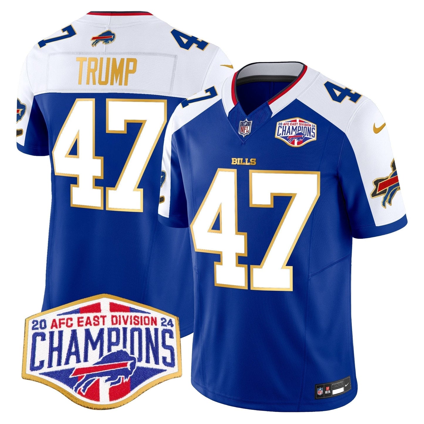 Bills 2024 AFC East Division Champions Gold Trim Vapor Limited Jersey - All Stitched-DTD