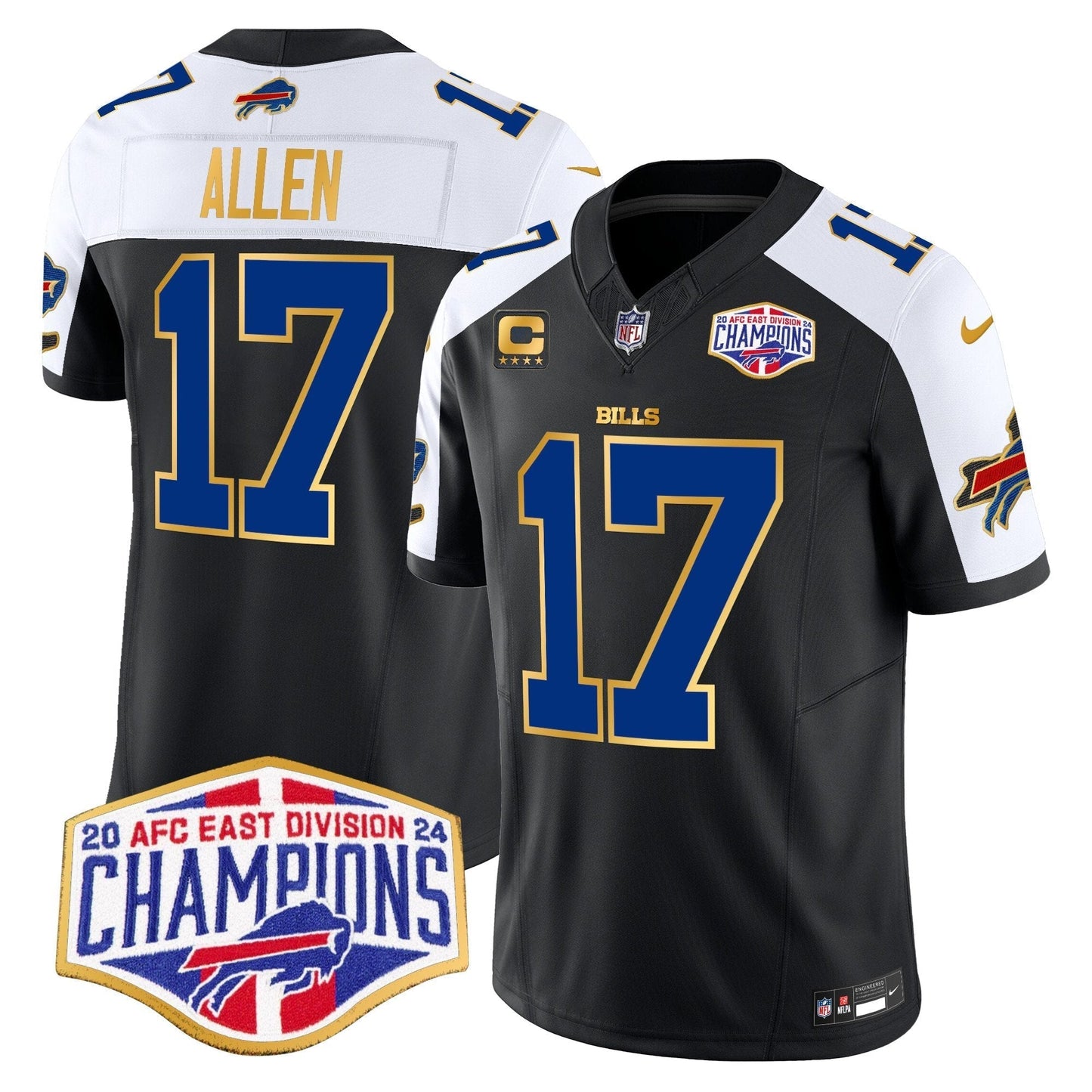 Bills 2024 AFC East Division Champions Gold Trim Vapor Limited Jersey - All Stitched-DTD