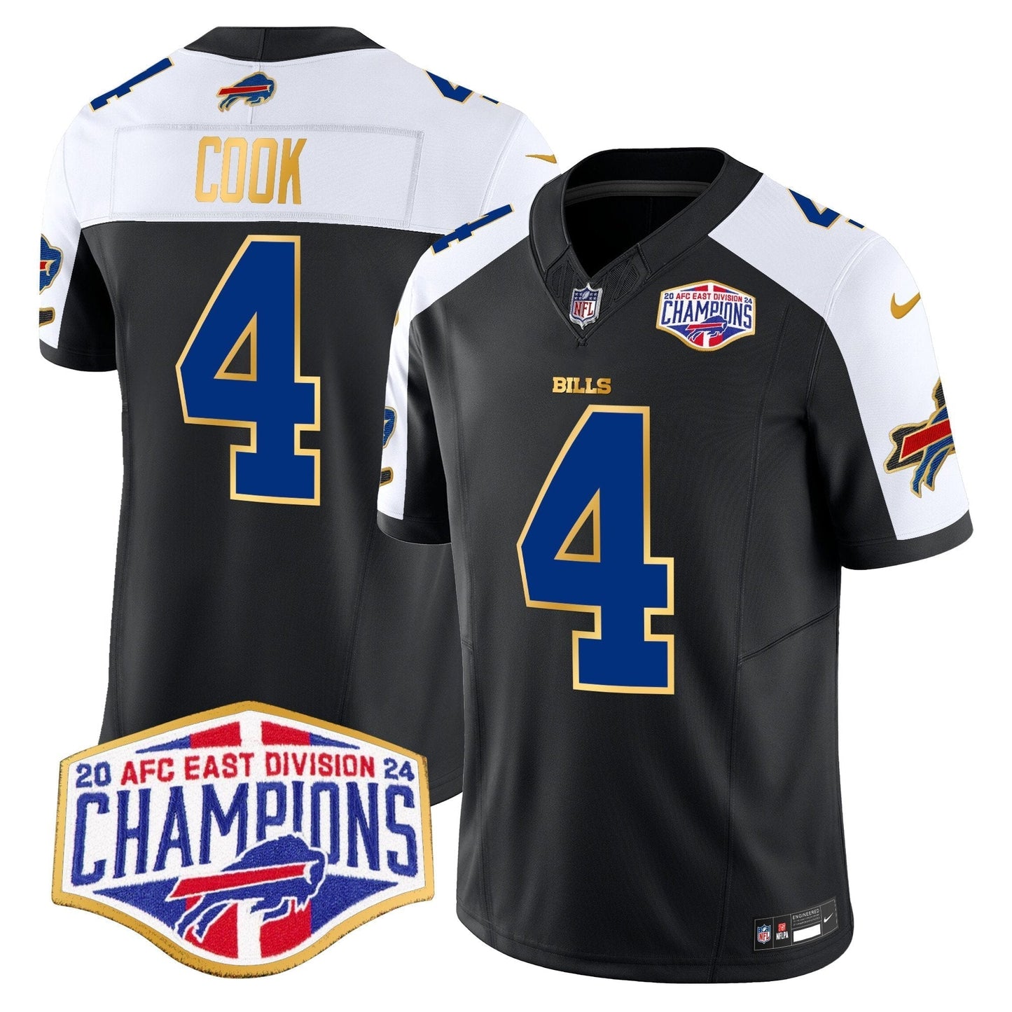 Bills 2024 AFC East Division Champions Gold Trim Vapor Limited Jersey - All Stitched-DTD