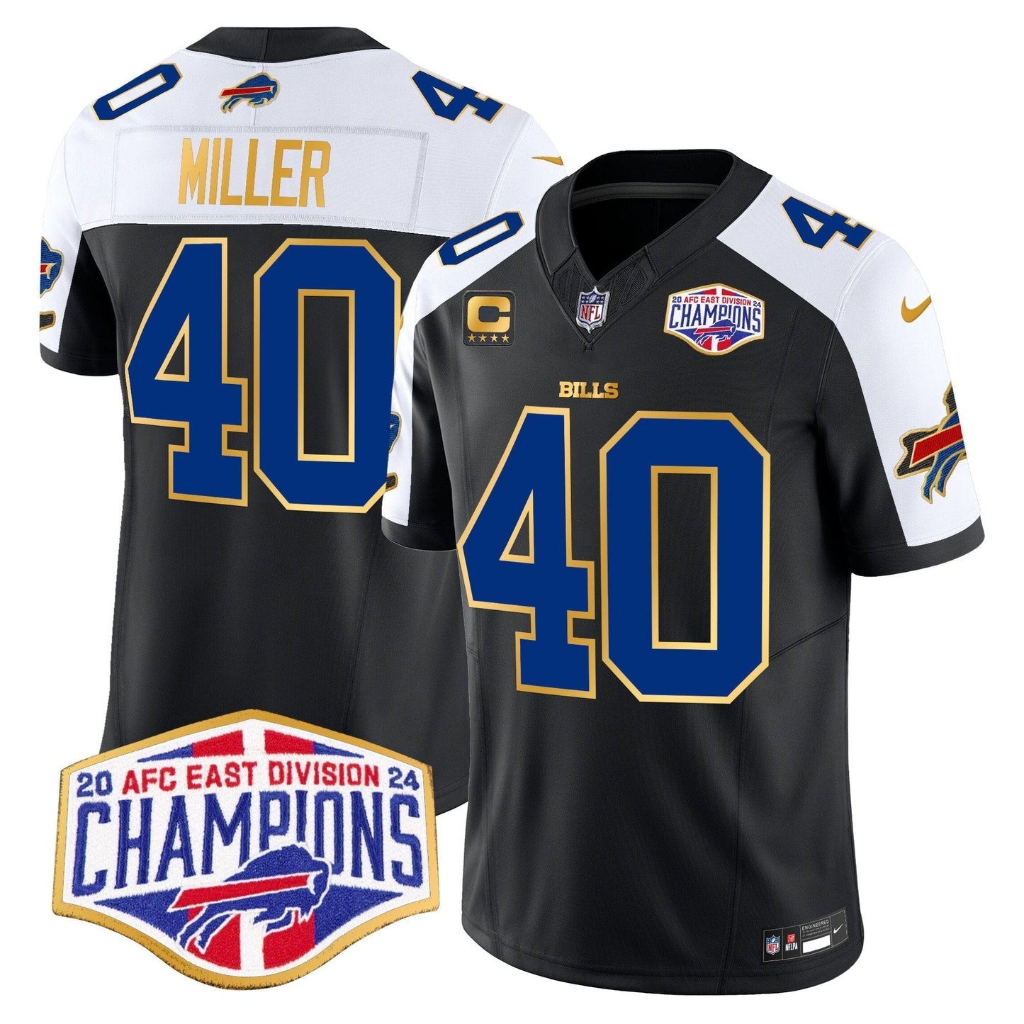 Bills 2024 AFC East Division Champions Gold Trim Vapor Limited Jersey - All Stitched-DTD