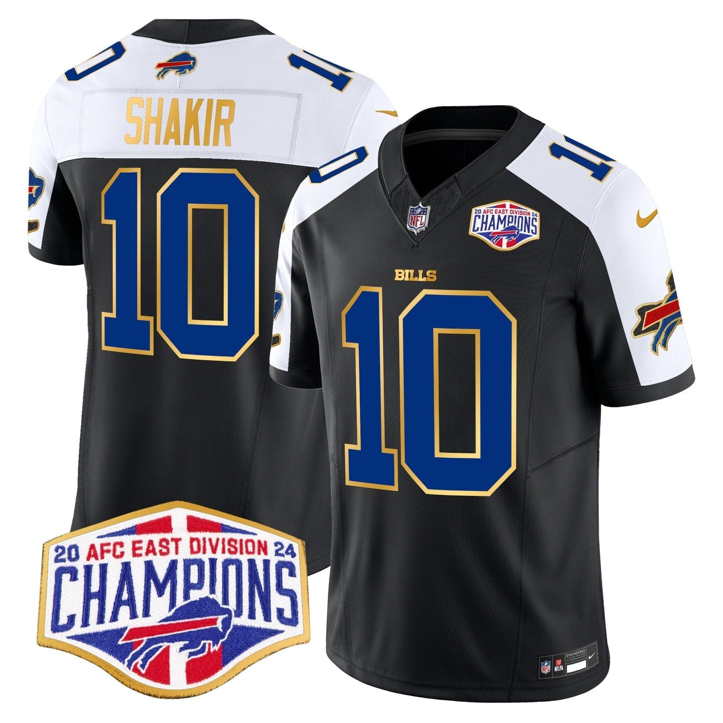 Bills 2024 AFC East Division Champions Gold Trim Vapor Limited Jersey - All Stitched-DTD