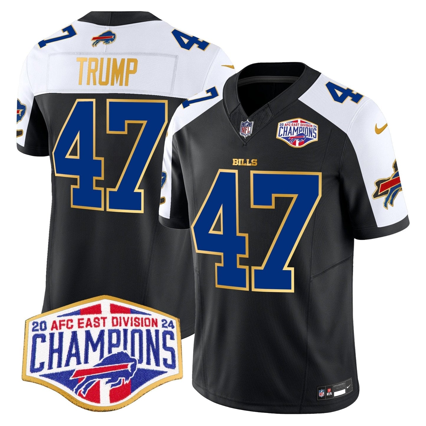 Bills 2024 AFC East Division Champions Gold Trim Vapor Limited Jersey - All Stitched-DTD