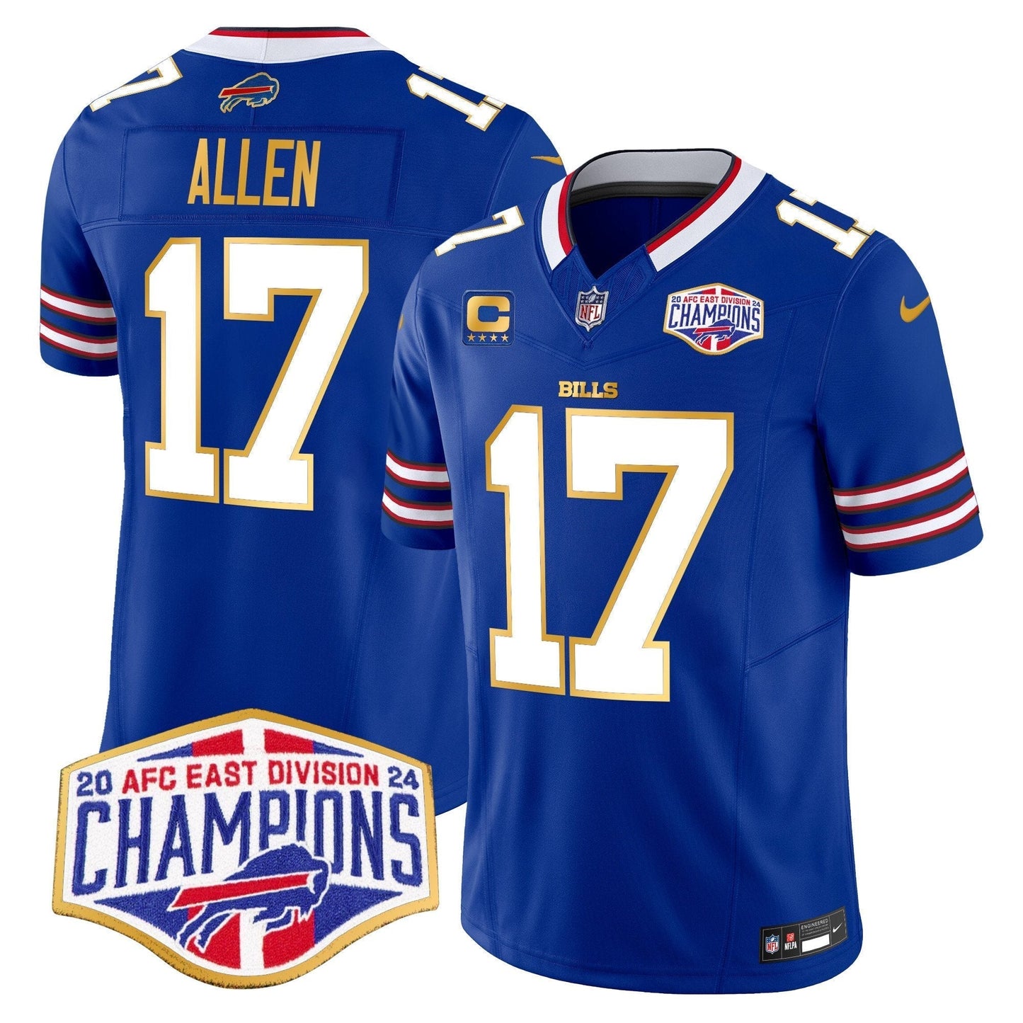 Bills 2024 AFC East Division Champions Gold Trim Vapor Limited Jersey - All Stitched-DTD