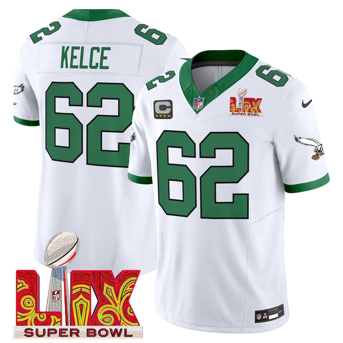 PHI Kelly Green Super Bowl LIX Patch Vapor Limited Jersey - All Stitched-DTD
