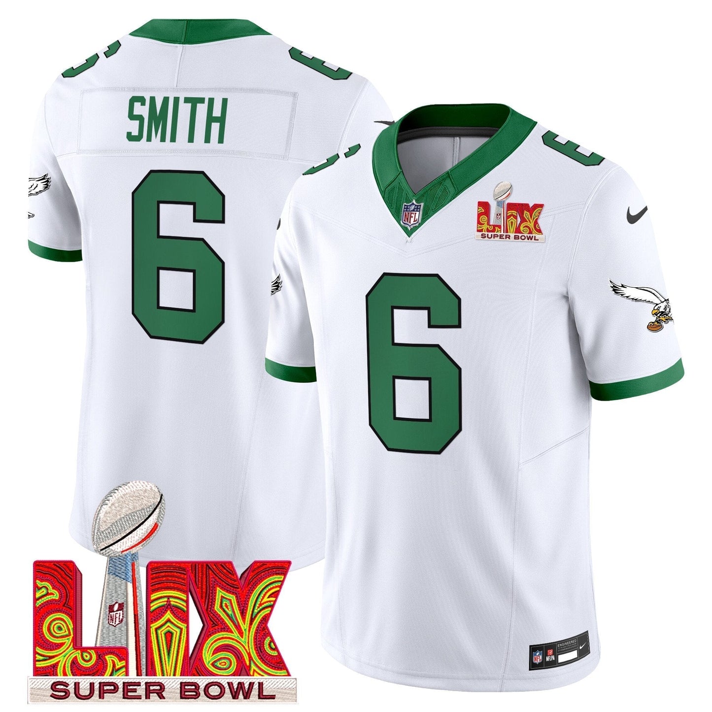 PHI Kelly Green Super Bowl LIX Patch Vapor Limited Jersey - All Stitched-DTD