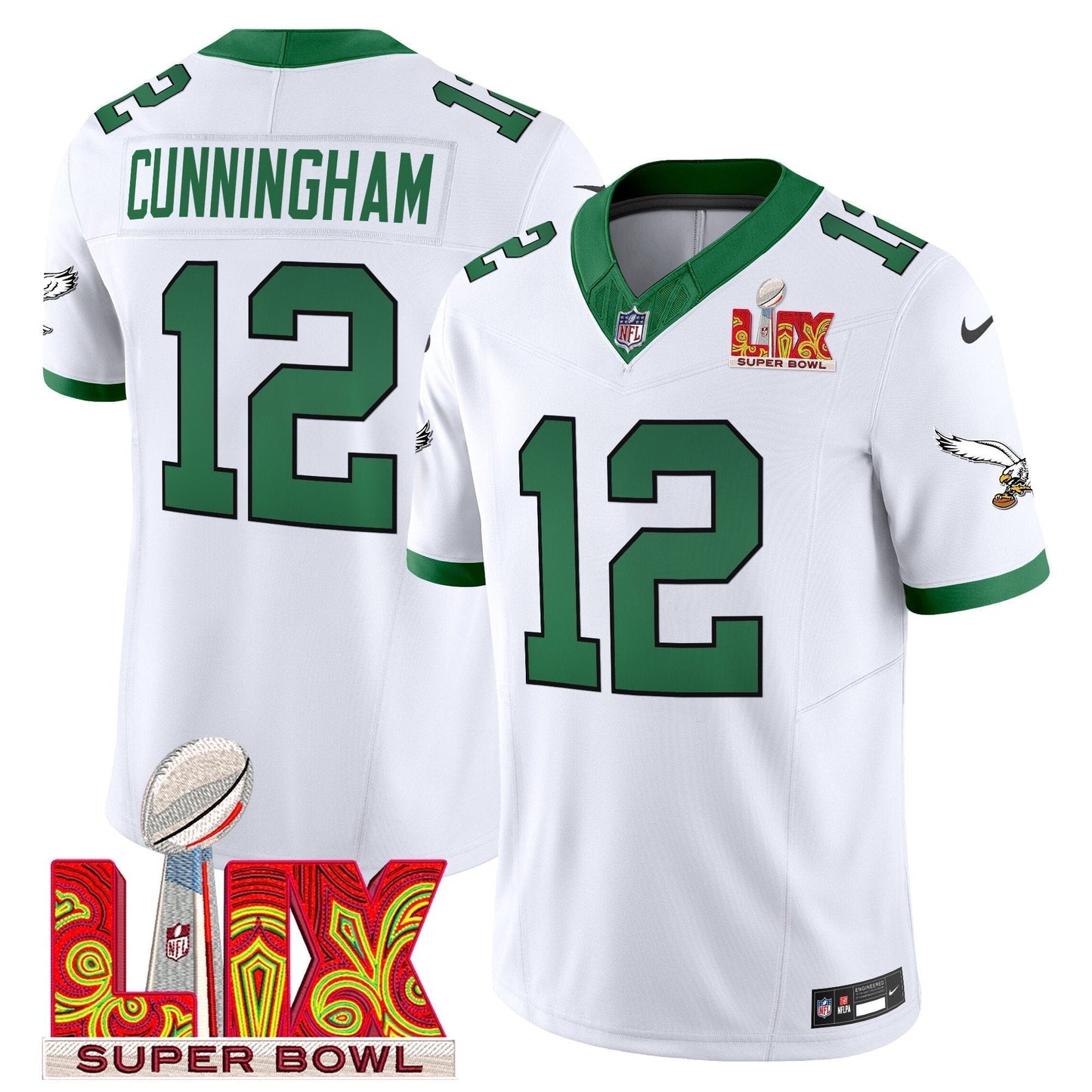 PHI Kelly Green Super Bowl LIX Patch Vapor Limited Jersey - All Stitched-DTD