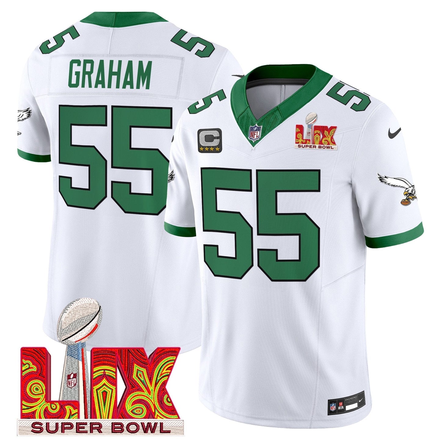PHI Kelly Green Super Bowl LIX Patch Vapor Limited Jersey - All Stitched-DTD
