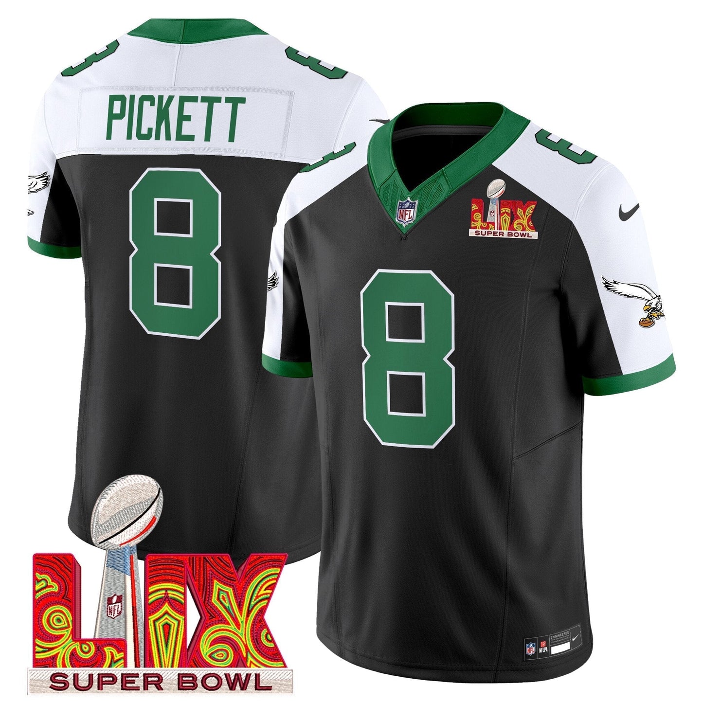 PHI Kelly Green Super Bowl LIX Patch Vapor Limited Jersey - All Stitched-DTD