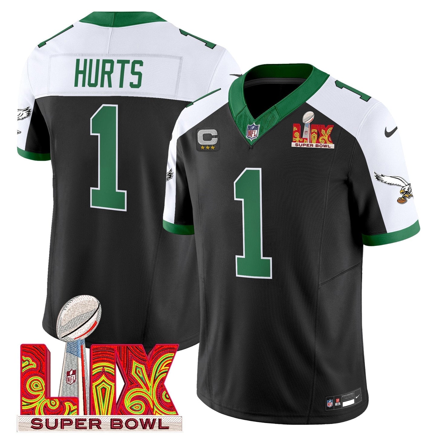 PHI Kelly Green Super Bowl LIX Patch Vapor Limited Jersey - All Stitched-DTD