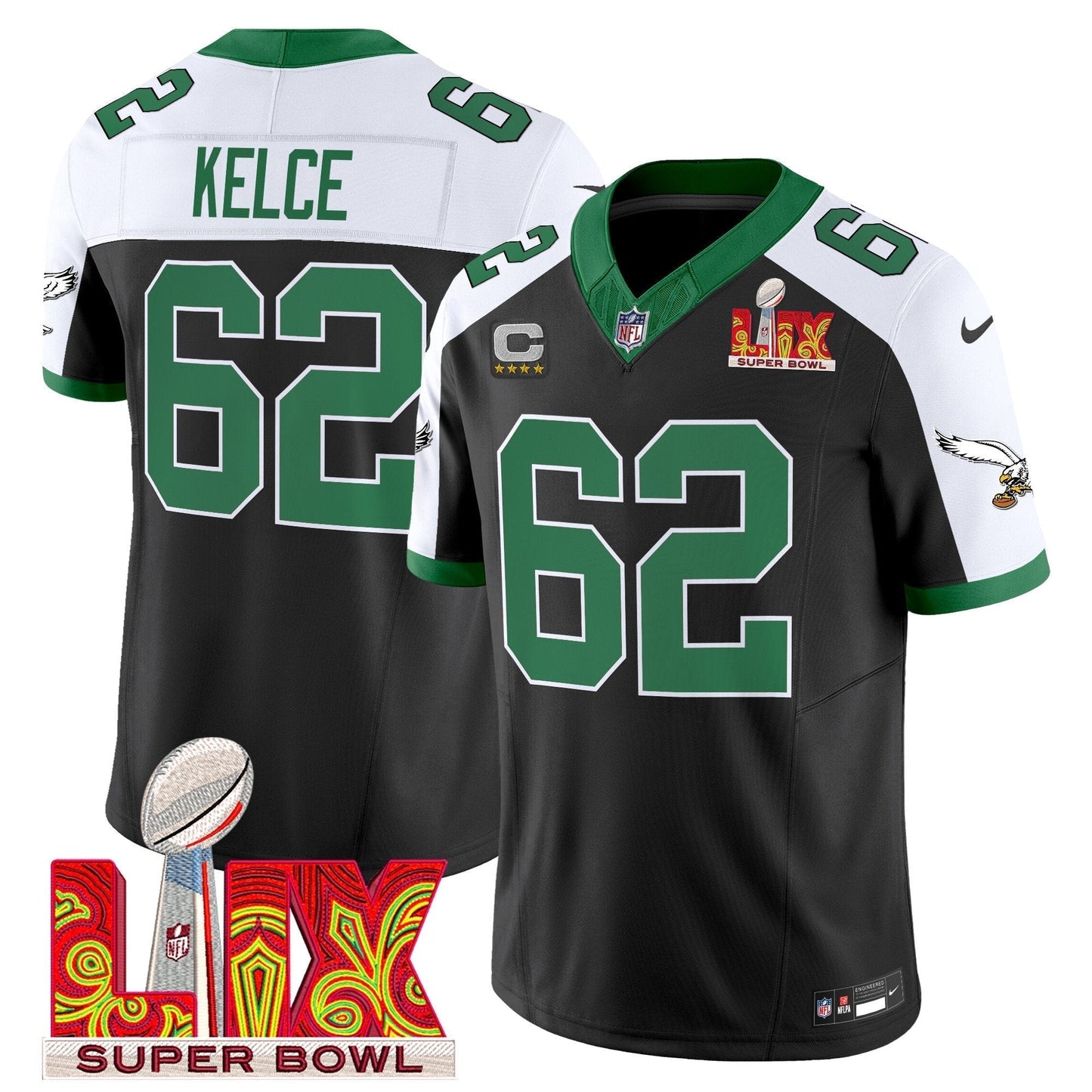 PHI Kelly Green Super Bowl LIX Patch Vapor Limited Jersey - All Stitched-DTD