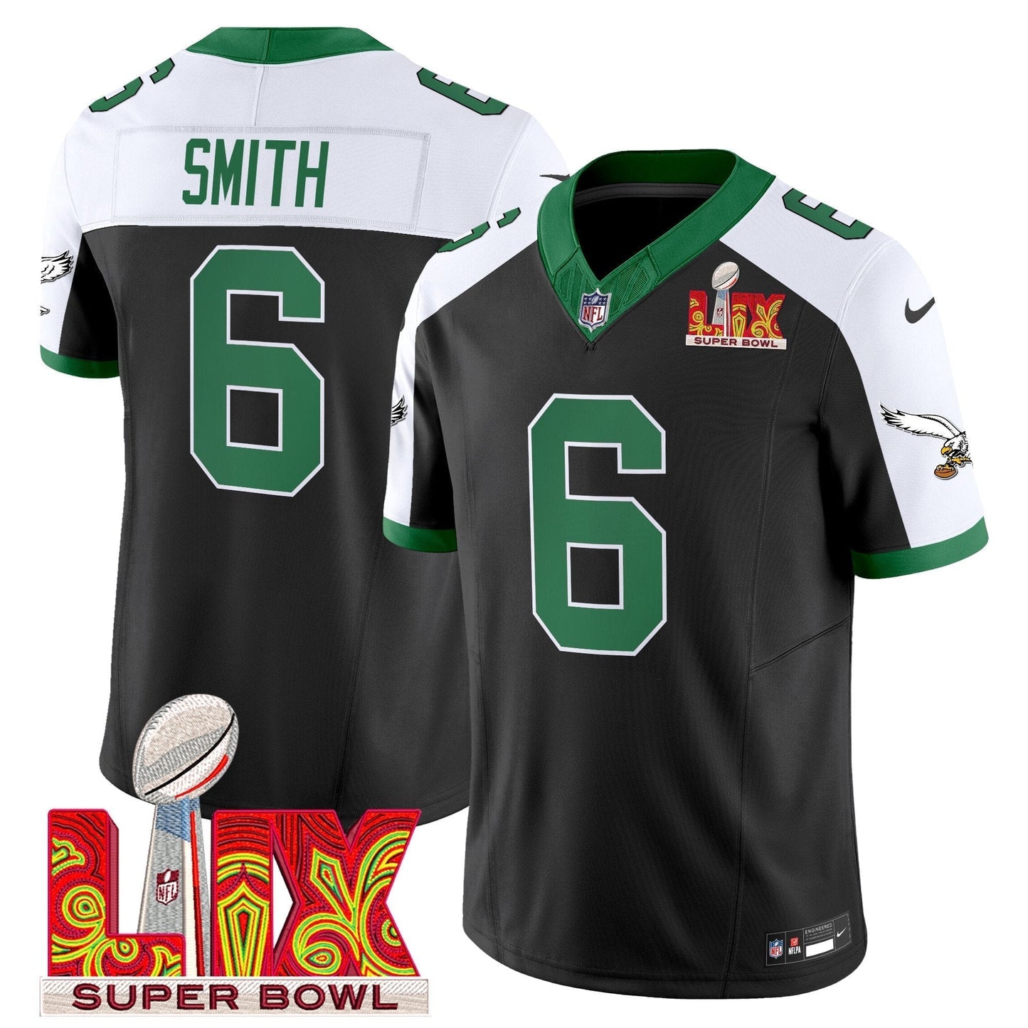 PHI Kelly Green Super Bowl LIX Patch Vapor Limited Jersey - All Stitched-DTD
