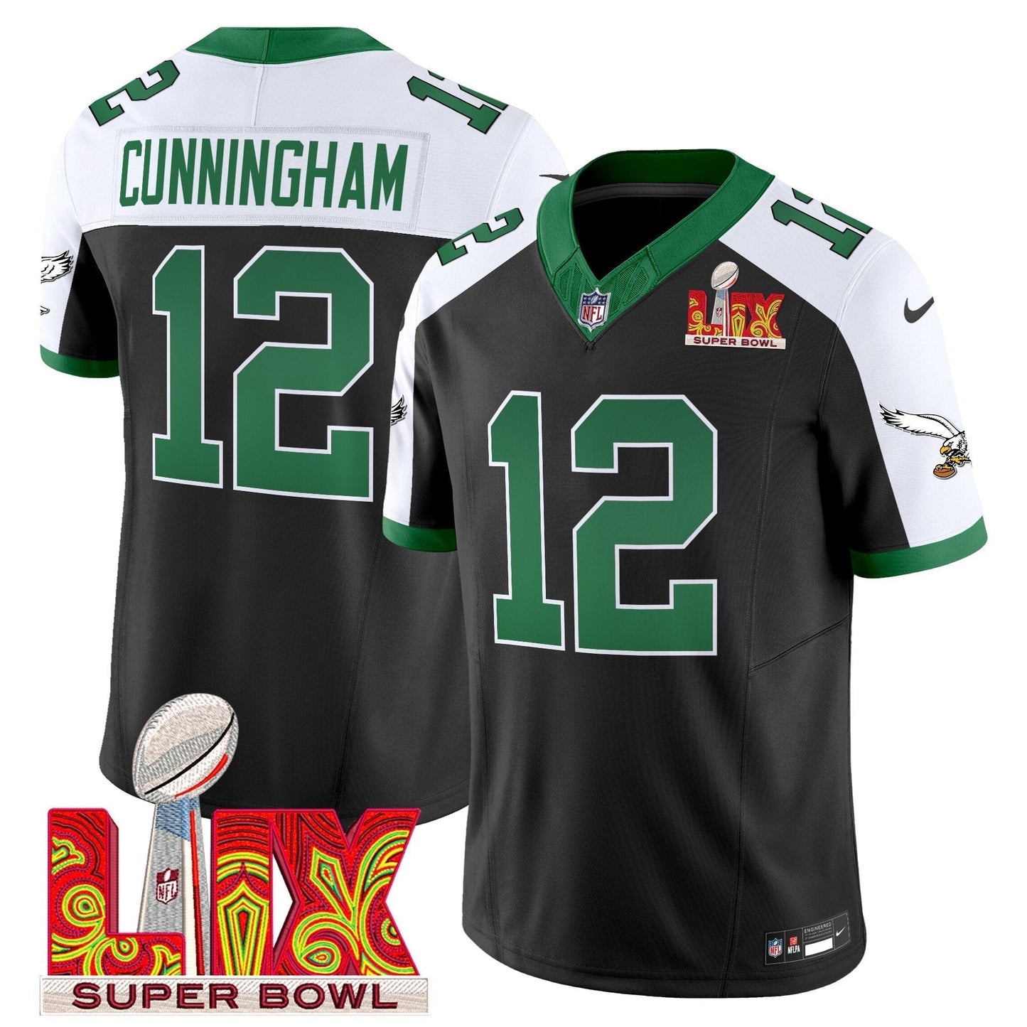 PHI Kelly Green Super Bowl LIX Patch Vapor Limited Jersey - All Stitched-DTD