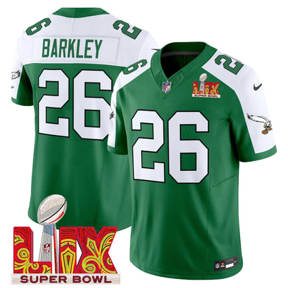 PHI Kelly Green Super Bowl LIX Patch Vapor Limited Jersey - All Stitched-DTD