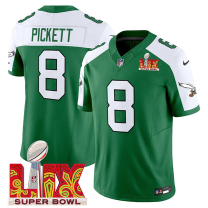PHI Kelly Green Super Bowl LIX Patch Vapor Limited Jersey - All Stitched-DTD