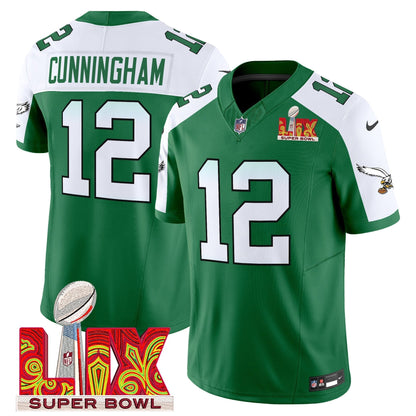 PHI Kelly Green Super Bowl LIX Patch Vapor Limited Jersey - All Stitched-DTD