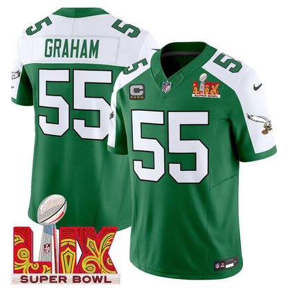 PHI Kelly Green Super Bowl LIX Patch Vapor Limited Jersey - All Stitched-DTD
