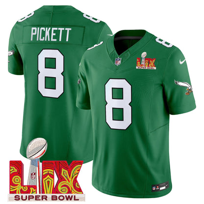 PHI Kelly Green Super Bowl LIX Patch Vapor Limited Jersey - All Stitched-DTD