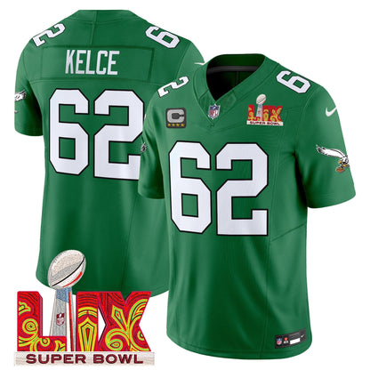 PHI Kelly Green Super Bowl LIX Patch Vapor Limited Jersey - All Stitched-DTD