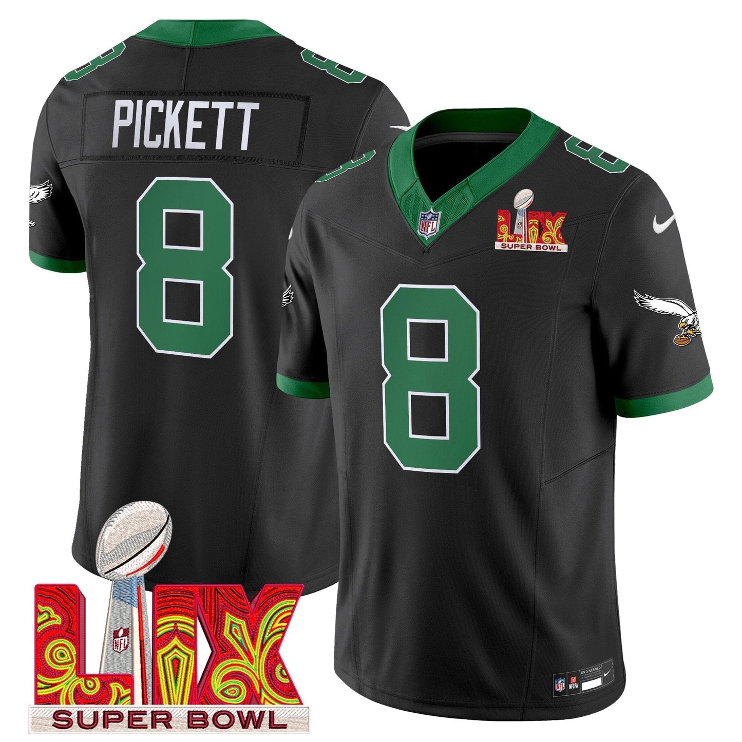 PHI Kelly Green Super Bowl LIX Patch Vapor Limited Jersey - All Stitched-DTD
