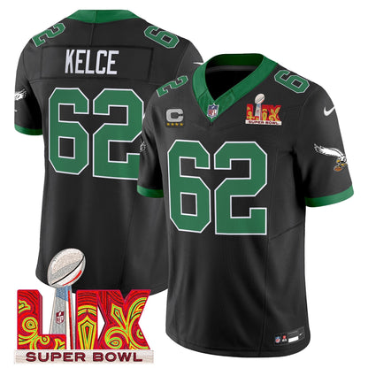 PHI Kelly Green Super Bowl LIX Patch Vapor Limited Jersey - All Stitched-DTD