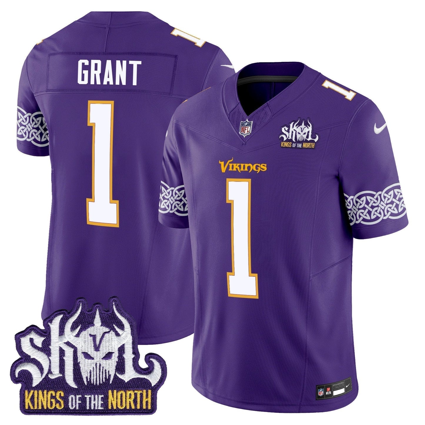 MIN King Of The North Patch Throwback Vapor Limited Jersey V2 - All Stitched-DTD