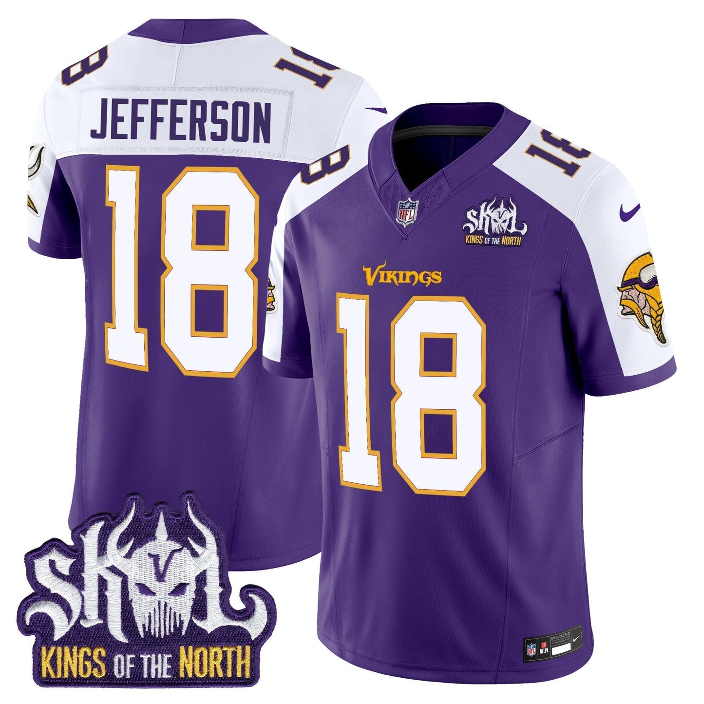 MIN King Of The North Patch Throwback Vapor Limited Jersey V2 - All Stitched-DTD